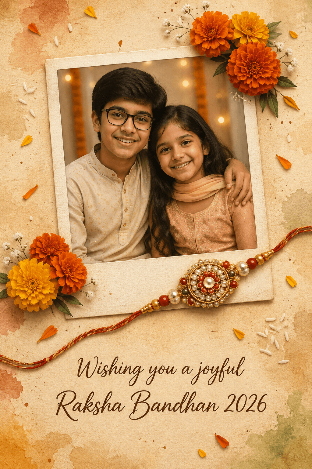 Raksha Bandhan Polaroid Memory Card – Brother Sister Festive Greeting