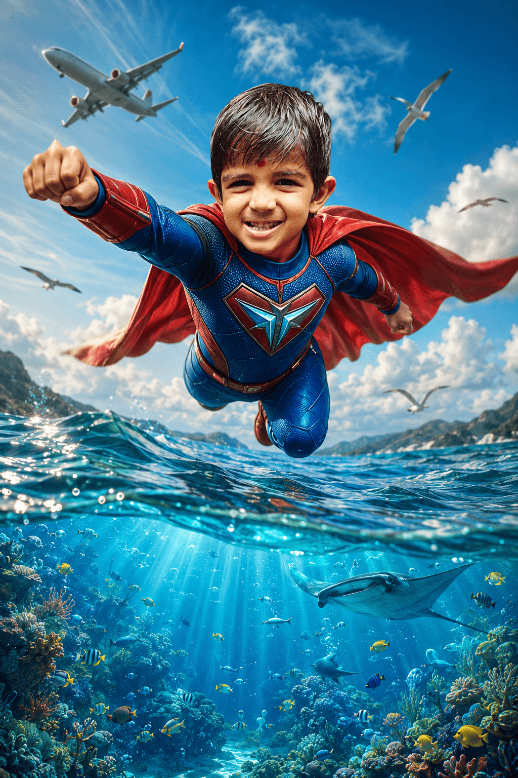 Cinematic Fantasy Superhero Boy – Above & Below the Ocean