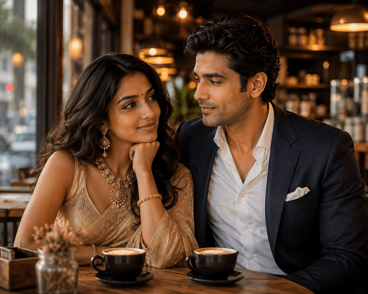 Romantic Couple Coffee Date – Luxury Café Photography